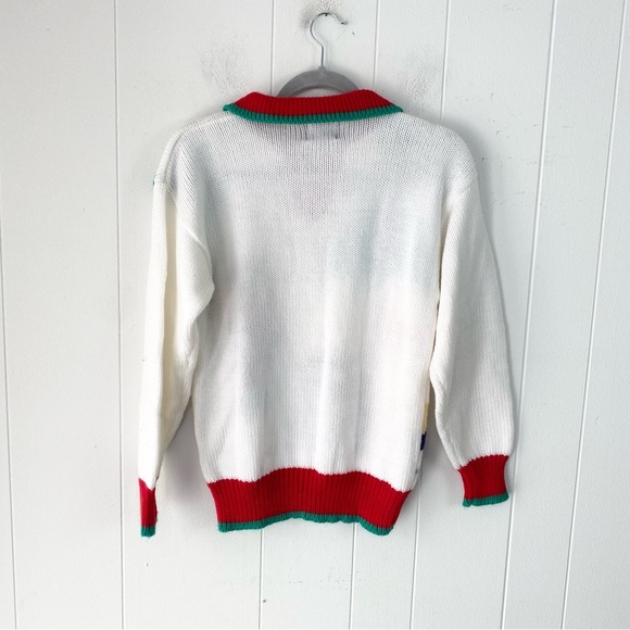 Vintage Leroy Sweater Christmas Reminder Santa Knit Collared Acrylic Size Small - Picture 2 of 9